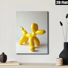 2D flat 1pc Yellow Balloon Dog Modern Art Wall Decor Living Room Bedroom Canvas Prints Farmhouse Aesthetic Gallery Wrapped Ready To Hang Teal Gold Gray