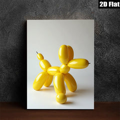 2D flat 1pc Yellow Balloon Dog Modern Art Wall Decor Living Room Bedroom Canvas Prints Farmhouse Aesthetic Gallery Wrapped Ready To Hang Teal Gold Gray