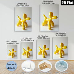 2D flat 1pc Yellow Balloon Dog Modern Art Wall Decor Living Room Bedroom Canvas Prints Farmhouse Aesthetic Gallery Wrapped Ready To Hang Teal Gold Gray