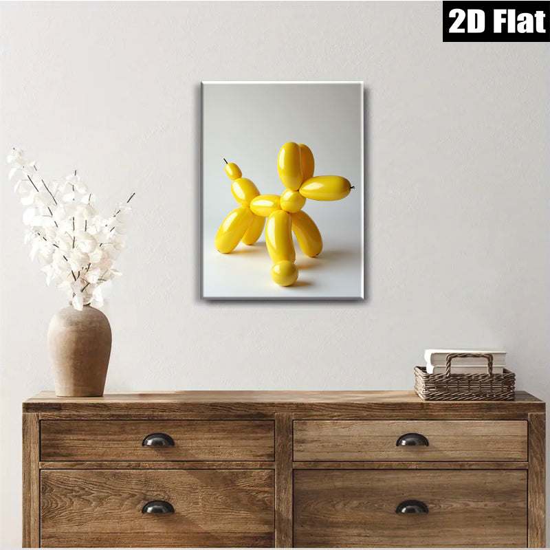 2D flat 1pc Yellow Balloon Dog Modern Art Wall Decor Living Room Bedroom Canvas Prints Farmhouse Aesthetic Gallery Wrapped Ready To Hang Teal Gold Gray