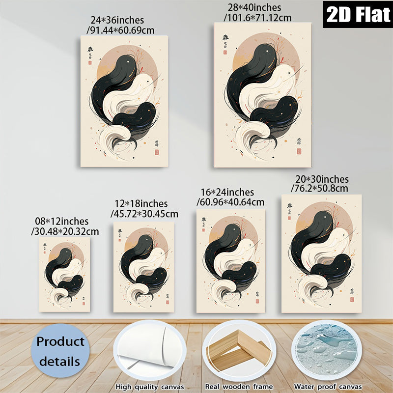 2D flat 1pc Yin Yang Harmony Wall Art Modern Minimalist Canvas Prints Living Room Bedroom Home Decor Gallery Wrapped Timeless Aesthetic Farmhouse Chic