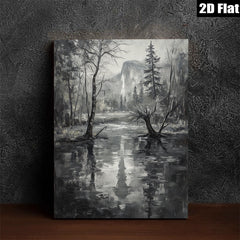 2D flat 1pc Yosemite Valley Reflections Serene Landscape Wall Art Canvas Prints for Living Room Bedroom Home Decor Farmhouse Style Modern Gallery Wrapped