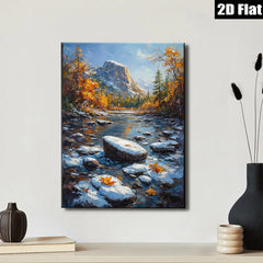 2D flat 1pc Yosemite Valley autumn river landscape wall art for living room bedroom home decor farmhouse style canvas prints cozy vibes