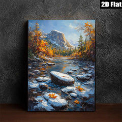 2D flat 1pc Yosemite Valley autumn river landscape wall art for living room bedroom home decor farmhouse style canvas prints cozy vibes