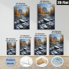 2D flat 1pc Yosemite Valley autumn river landscape wall art for living room bedroom home decor farmhouse style canvas prints cozy vibes