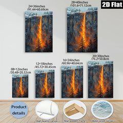 2D flat 1pc Yosemite Waterfall Canyon Landscape Painting Modern Farmhouse Wall Art Decor Living Room Bedroom Office Ready to Hang Gallery Wrapped Canvas Prints