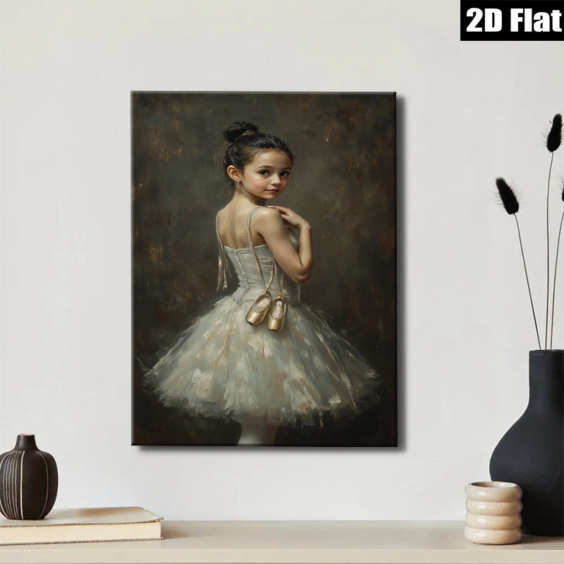 2D flat 1pc Young Ballerina with Pointe Shoes Wall Art for Nursery Bedroom Living Room Modern Farmhouse Decor Canvas Prints Ready to Hang Gallery Wrapped