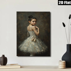 2D flat 1pc Young Ballerina with Pointe Shoes Wall Art for Nursery Bedroom Living Room Modern Farmhouse Decor Canvas Prints Ready to Hang Gallery Wrapped