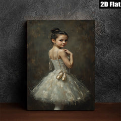 2D flat 1pc Young Ballerina with Pointe Shoes Wall Art for Nursery Bedroom Living Room Modern Farmhouse Decor Canvas Prints Ready to Hang Gallery Wrapped