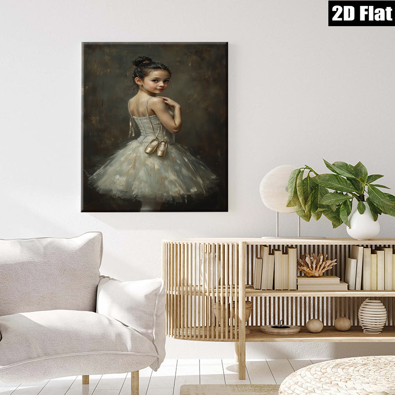 2D flat 1pc Young Ballerina with Pointe Shoes Wall Art for Nursery Bedroom Living Room Modern Farmhouse Decor Canvas Prints Ready to Hang Gallery Wrapped