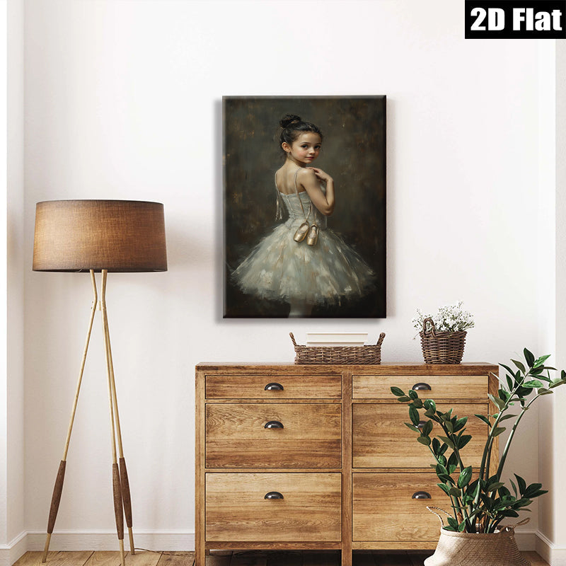 2D flat 1pc Young Ballerina with Pointe Shoes Wall Art for Nursery Bedroom Living Room Modern Farmhouse Decor Canvas Prints Ready to Hang Gallery Wrapped