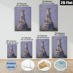 2D flat 1pc Young Cheetah Cubs Stacked Playfully Wildlife Art Canvas Wall Decor Living Room Bedroom Modern Farmhouse Gallery Wrapped Ready To Hang