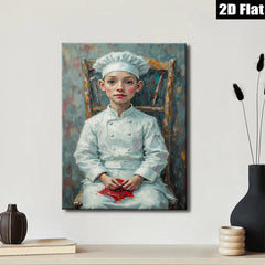 2D flat 1pc Young Chef Portrait Canvas Wall Art for Kitchen Dining Room Home Decor Farmhouse Style Living Room Bedroom Gallery Wrapped Ready to Hang