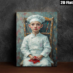 2D flat 1pc Young Chef Portrait Canvas Wall Art for Kitchen Dining Room Home Decor Farmhouse Style Living Room Bedroom Gallery Wrapped Ready to Hang