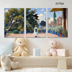 2D flat 1pc Young Girl Garden View Coastal Landscape Wall Art Living Room Bedroom Decor Farmhouse Style Canvas Prints Modern Home D��cor