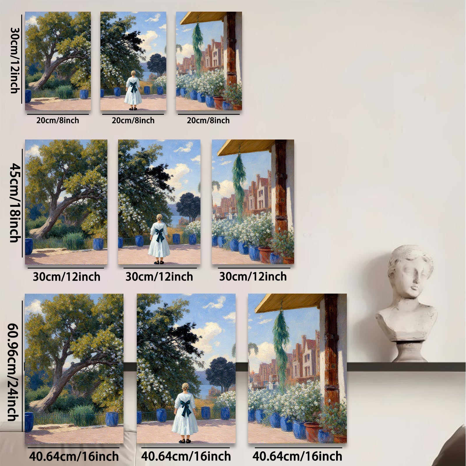 2D flat 1pc Young Girl Garden View Coastal Landscape Wall Art Living Room Bedroom Decor Farmhouse Style Canvas Prints Modern Home D��cor
