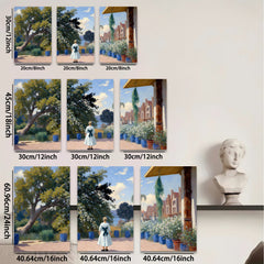 2D flat 1pc Young Girl Garden View Coastal Landscape Wall Art Living Room Bedroom Decor Farmhouse Style Canvas Prints Modern Home D��cor