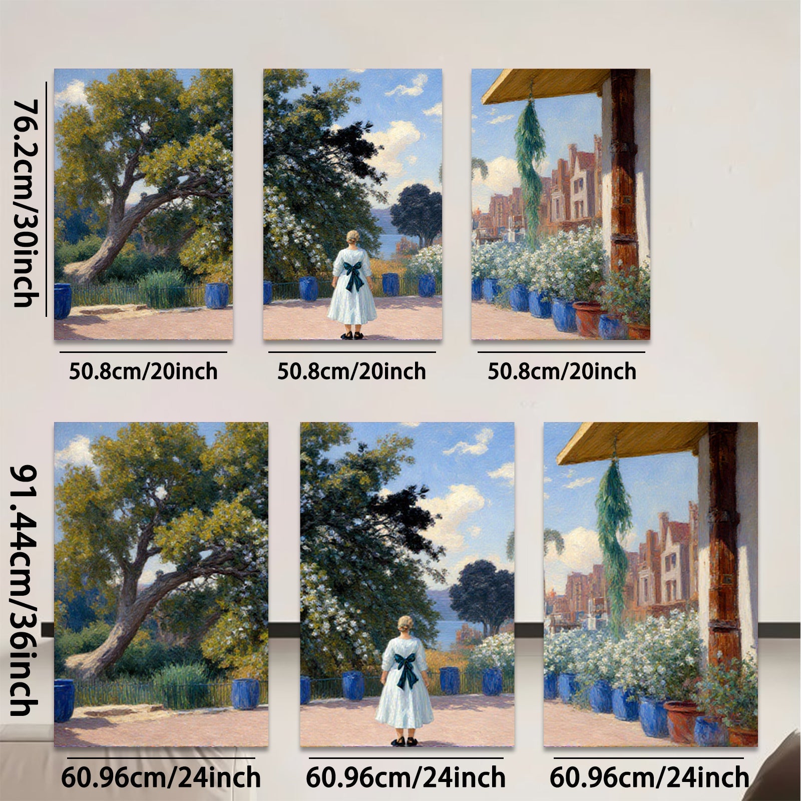 2D flat 1pc Young Girl Garden View Coastal Landscape Wall Art Living Room Bedroom Decor Farmhouse Style Canvas Prints Modern Home D��cor