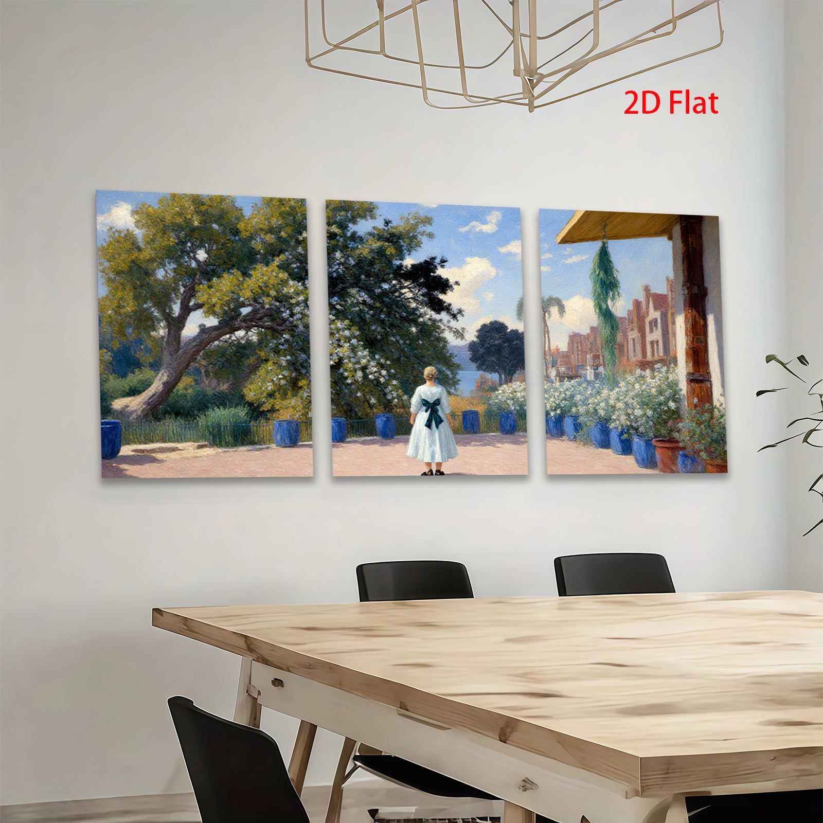 2D flat 1pc Young Girl Garden View Coastal Landscape Wall Art Living Room Bedroom Decor Farmhouse Style Canvas Prints Modern Home D��cor