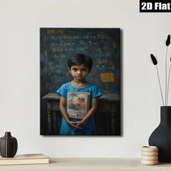 2D flat 1pc Young Student with Artwork Classroom Decor Wall Art Prints Canvas Paintings for Living Room Bedroom Gallery Wrapped Modern Farmhouse Style
