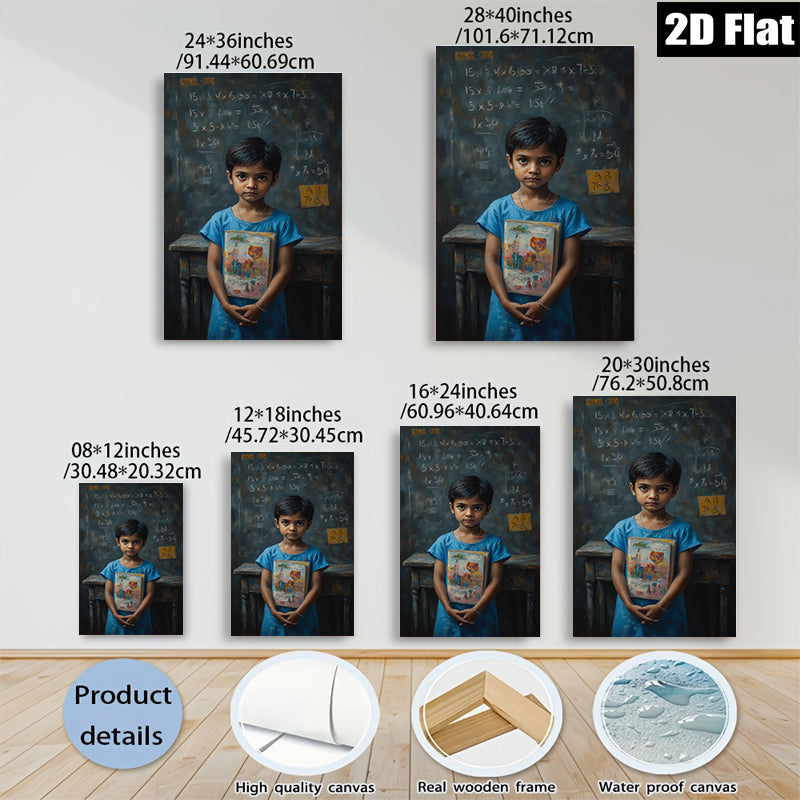 2D flat 1pc Young Student with Artwork Classroom Decor Wall Art Prints Canvas Paintings for Living Room Bedroom Gallery Wrapped Modern Farmhouse Style
