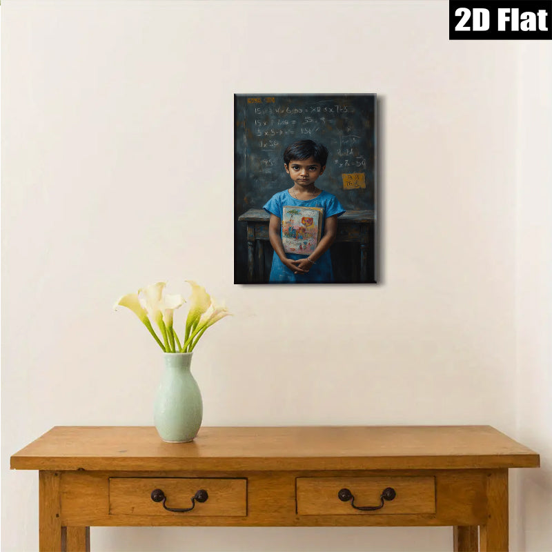 2D flat 1pc Young Student with Artwork Classroom Decor Wall Art Prints Canvas Paintings for Living Room Bedroom Gallery Wrapped Modern Farmhouse Style