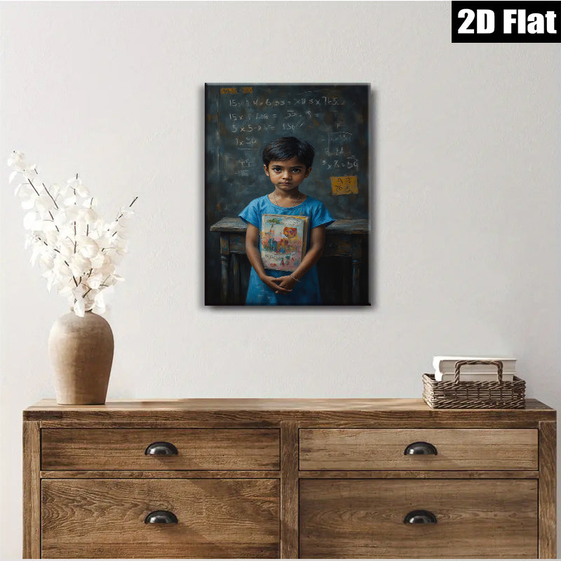 2D flat 1pc Young Student with Artwork Classroom Decor Wall Art Prints Canvas Paintings for Living Room Bedroom Gallery Wrapped Modern Farmhouse Style
