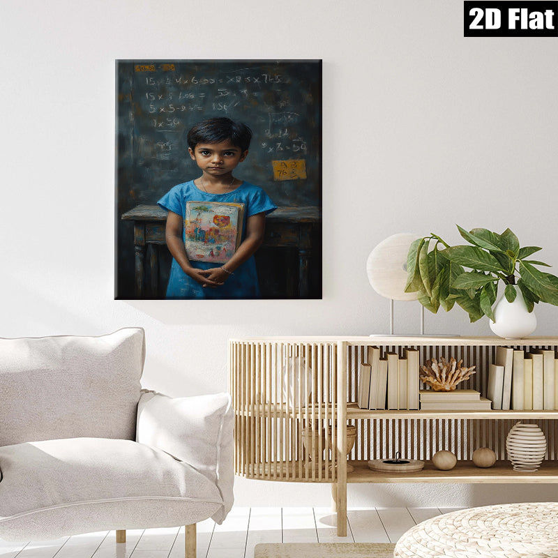 2D flat 1pc Young Student with Artwork Classroom Decor Wall Art Prints Canvas Paintings for Living Room Bedroom Gallery Wrapped Modern Farmhouse Style