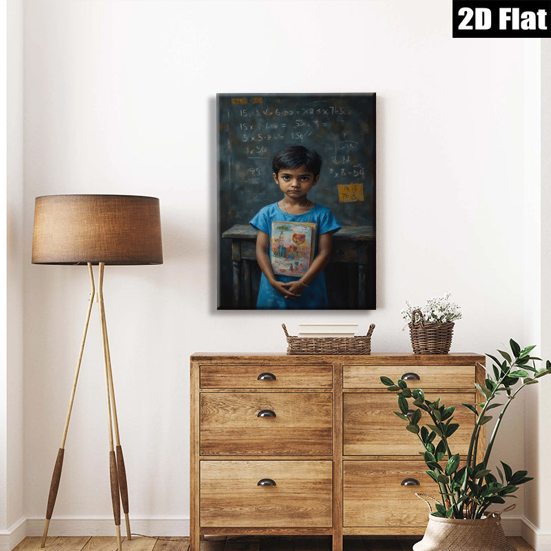 2D flat 1pc Young Student with Artwork Classroom Decor Wall Art Prints Canvas Paintings for Living Room Bedroom Gallery Wrapped Modern Farmhouse Style