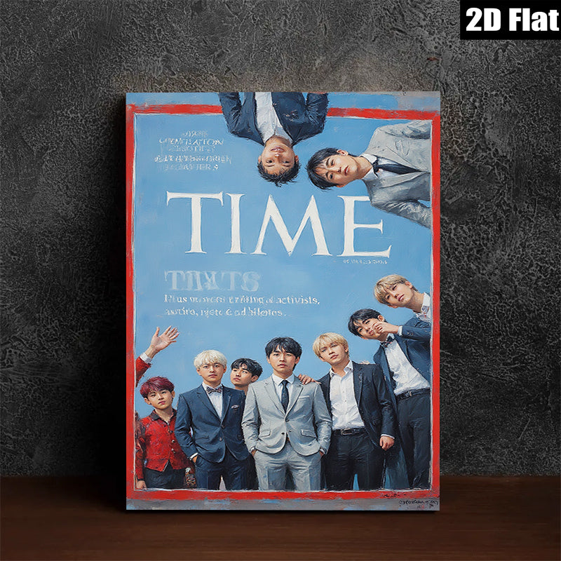 2D flat 1pc Young men group portrait stylish wall art decor for living room bedroom office modern farmhouse gallery wrapped canvas print