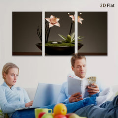 2D flat 1pc Zen Garden Blooming Lilies Peaceful Still Life Wall Art for Living Room Bedroom Home Decor Modern Farmhouse Rustic Chic