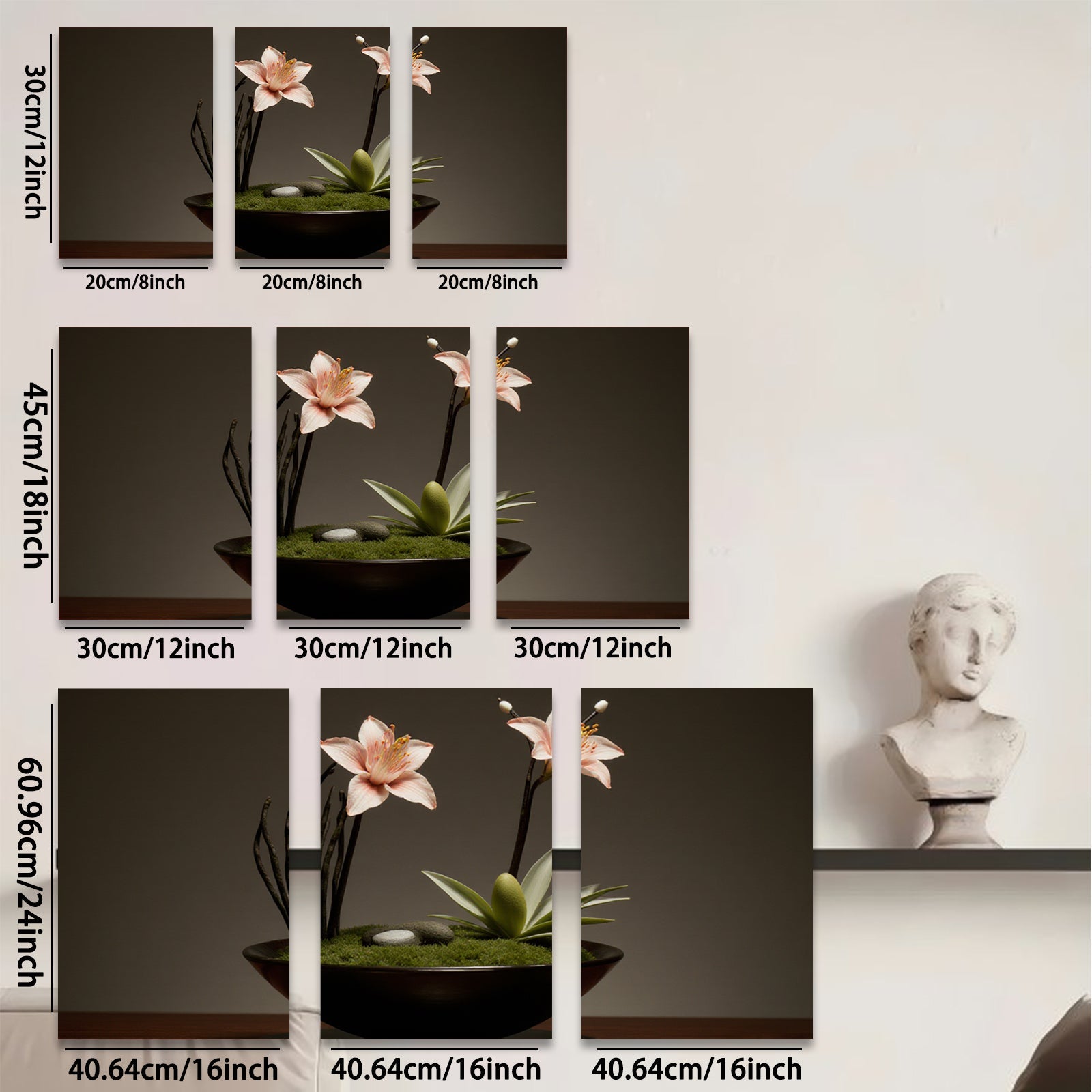 2D flat 1pc Zen Garden Blooming Lilies Peaceful Still Life Wall Art for Living Room Bedroom Home Decor Modern Farmhouse Rustic Chic