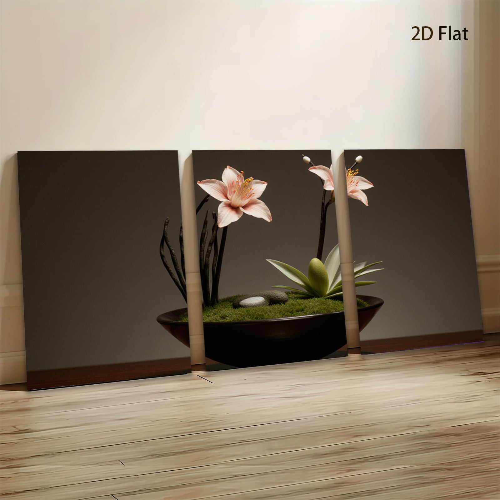 2D flat 1pc Zen Garden Blooming Lilies Peaceful Still Life Wall Art for Living Room Bedroom Home Decor Modern Farmhouse Rustic Chic