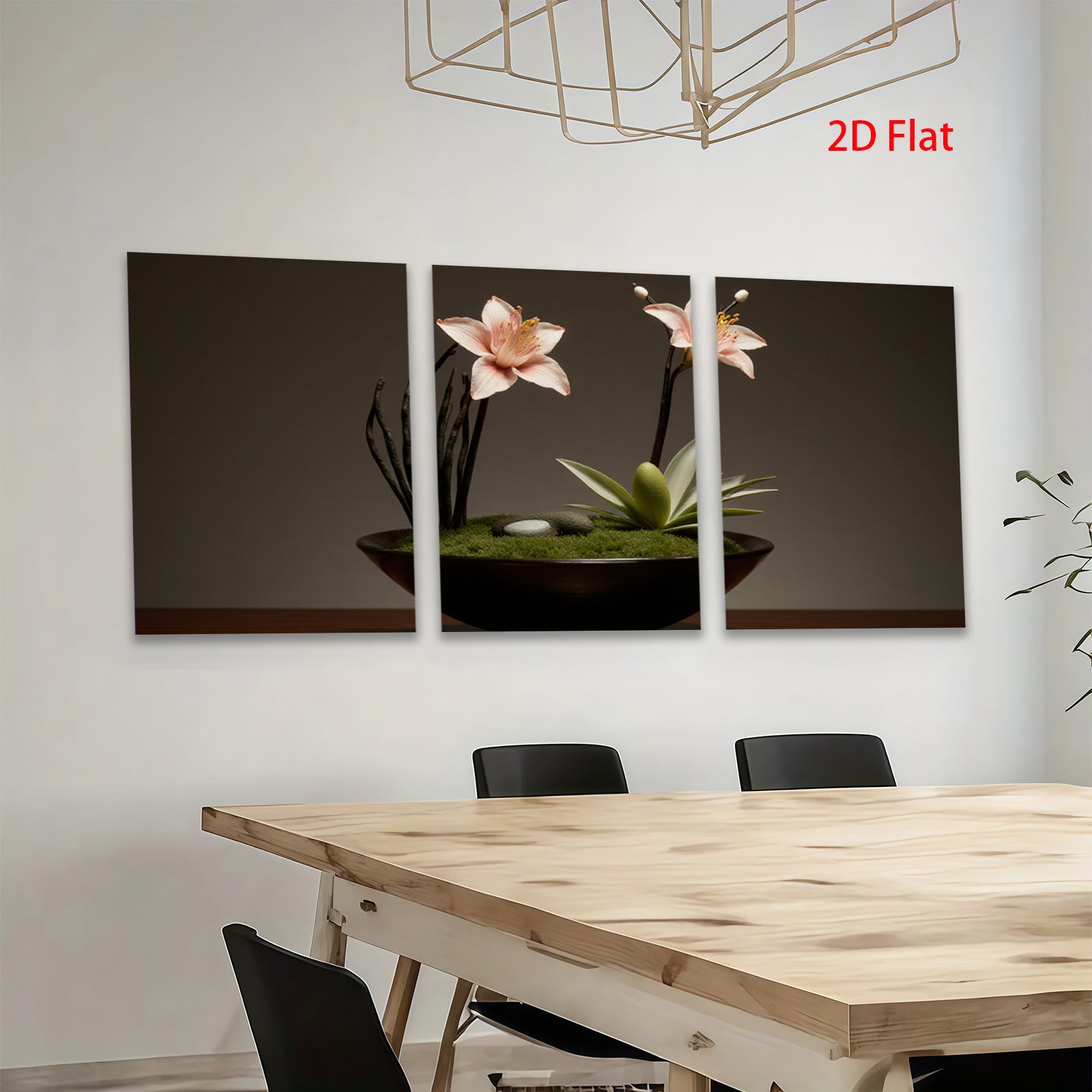2D flat 1pc Zen Garden Blooming Lilies Peaceful Still Life Wall Art for Living Room Bedroom Home Decor Modern Farmhouse Rustic Chic