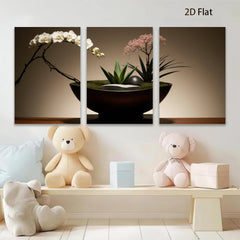 2D flat 1pc Zen Garden Floral Arrangement Living Room Bedroom Wall Decor Botanical Prints Modern Farmhouse Aesthetic Gallery Wrapped Canvas Prints