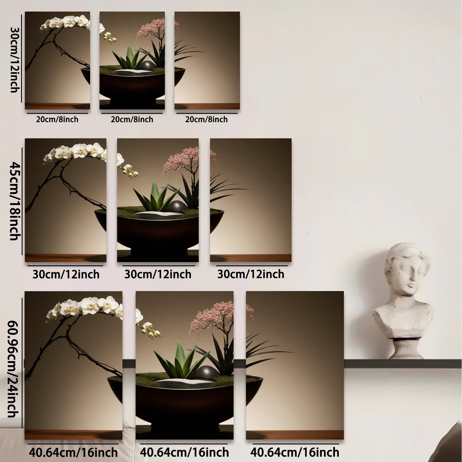 2D flat 1pc Zen Garden Floral Arrangement Living Room Bedroom Wall Decor Botanical Prints Modern Farmhouse Aesthetic Gallery Wrapped Canvas Prints