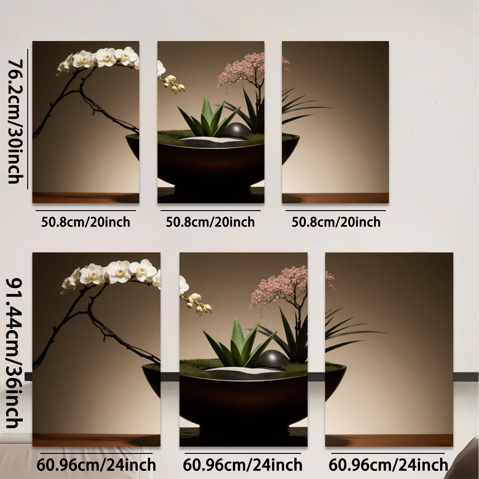 2D flat 1pc Zen Garden Floral Arrangement Living Room Bedroom Wall Decor Botanical Prints Modern Farmhouse Aesthetic Gallery Wrapped Canvas Prints