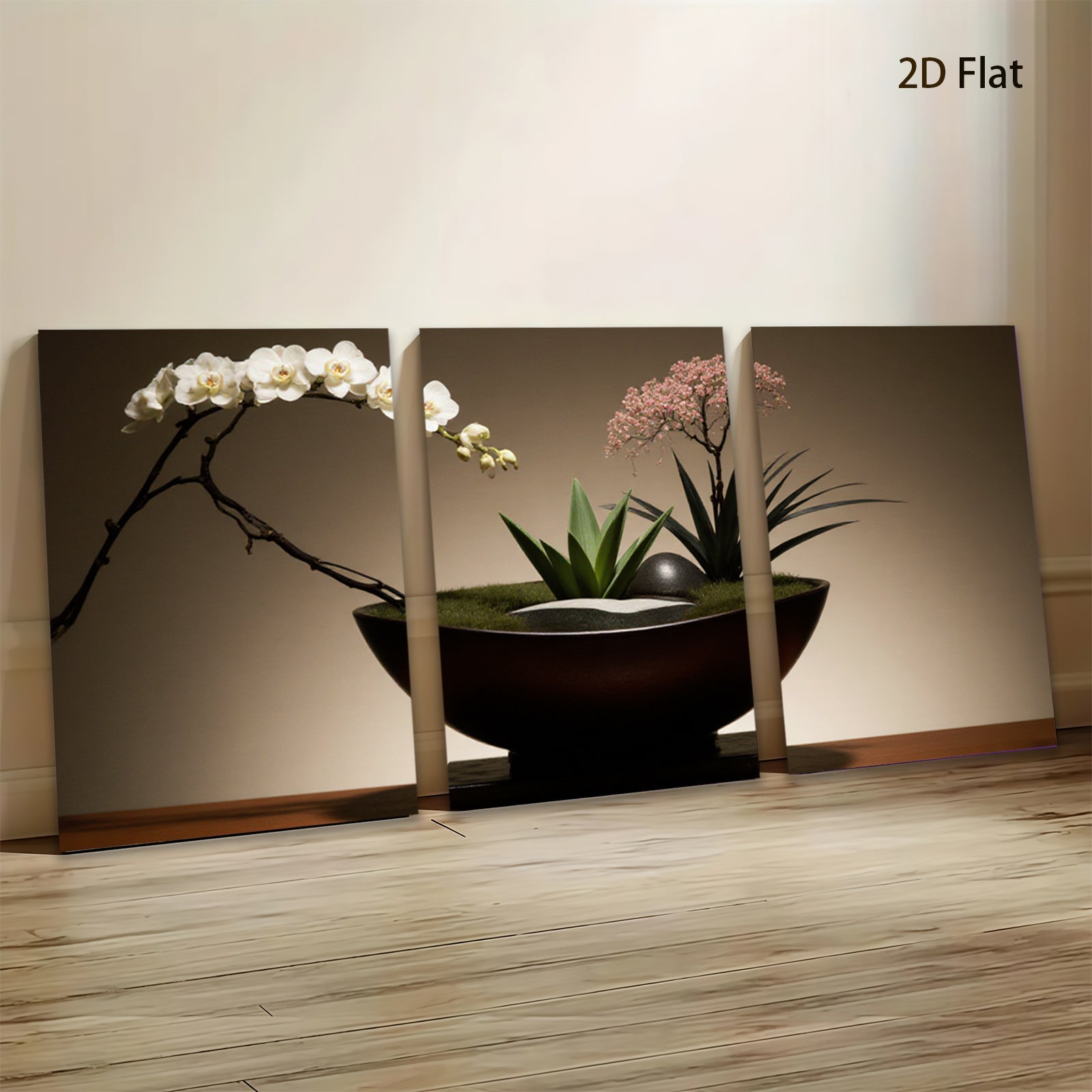 2D flat 1pc Zen Garden Floral Arrangement Living Room Bedroom Wall Decor Botanical Prints Modern Farmhouse Aesthetic Gallery Wrapped Canvas Prints