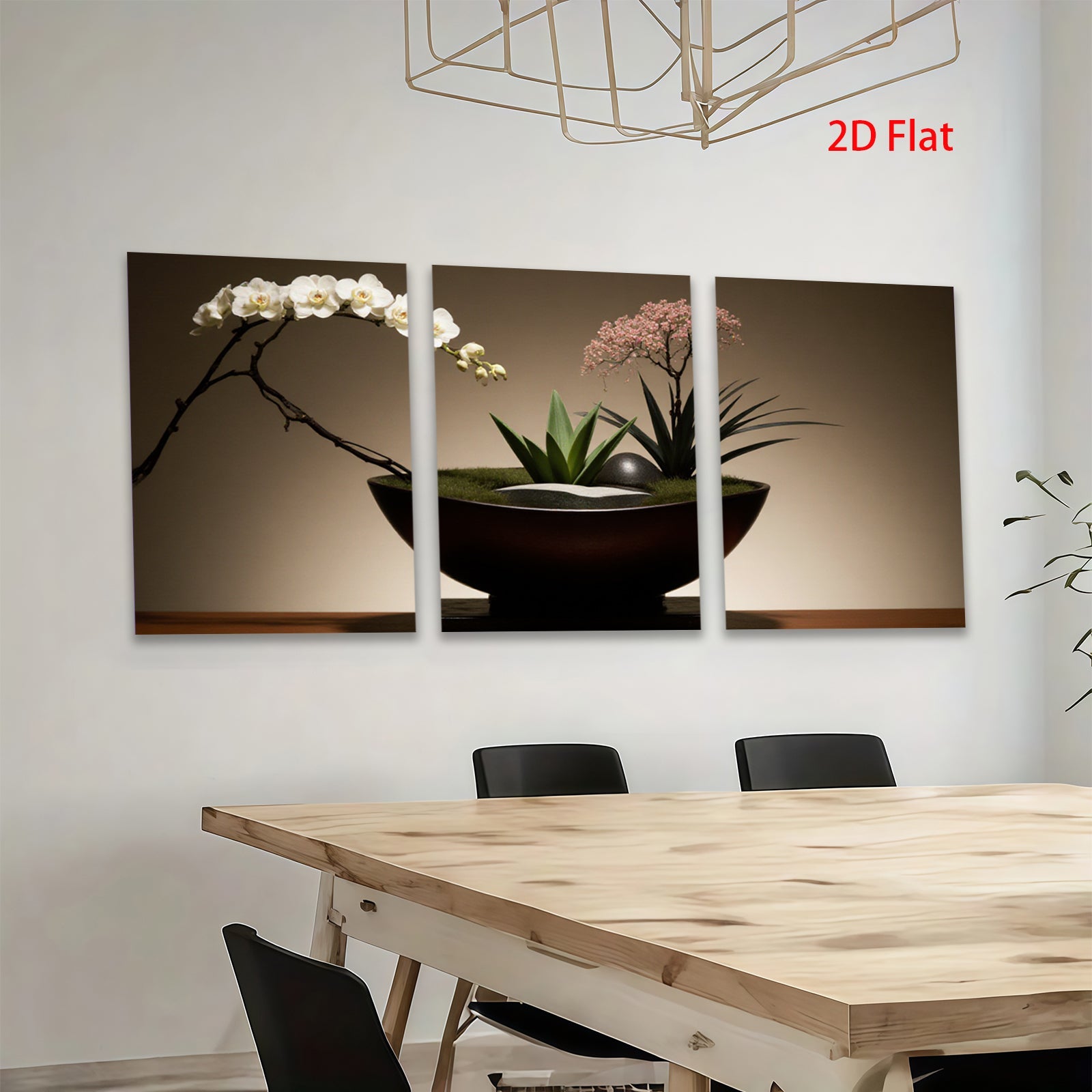 2D flat 1pc Zen Garden Floral Arrangement Living Room Bedroom Wall Decor Botanical Prints Modern Farmhouse Aesthetic Gallery Wrapped Canvas Prints