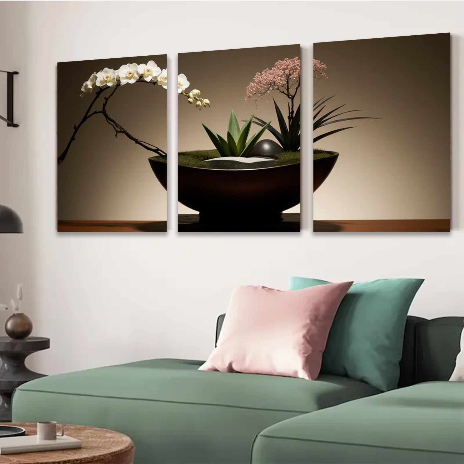 2D flat 1pc Zen Garden Floral Arrangement Living Room Bedroom Wall Decor Botanical Prints Modern Farmhouse Aesthetic Gallery Wrapped Canvas Prints