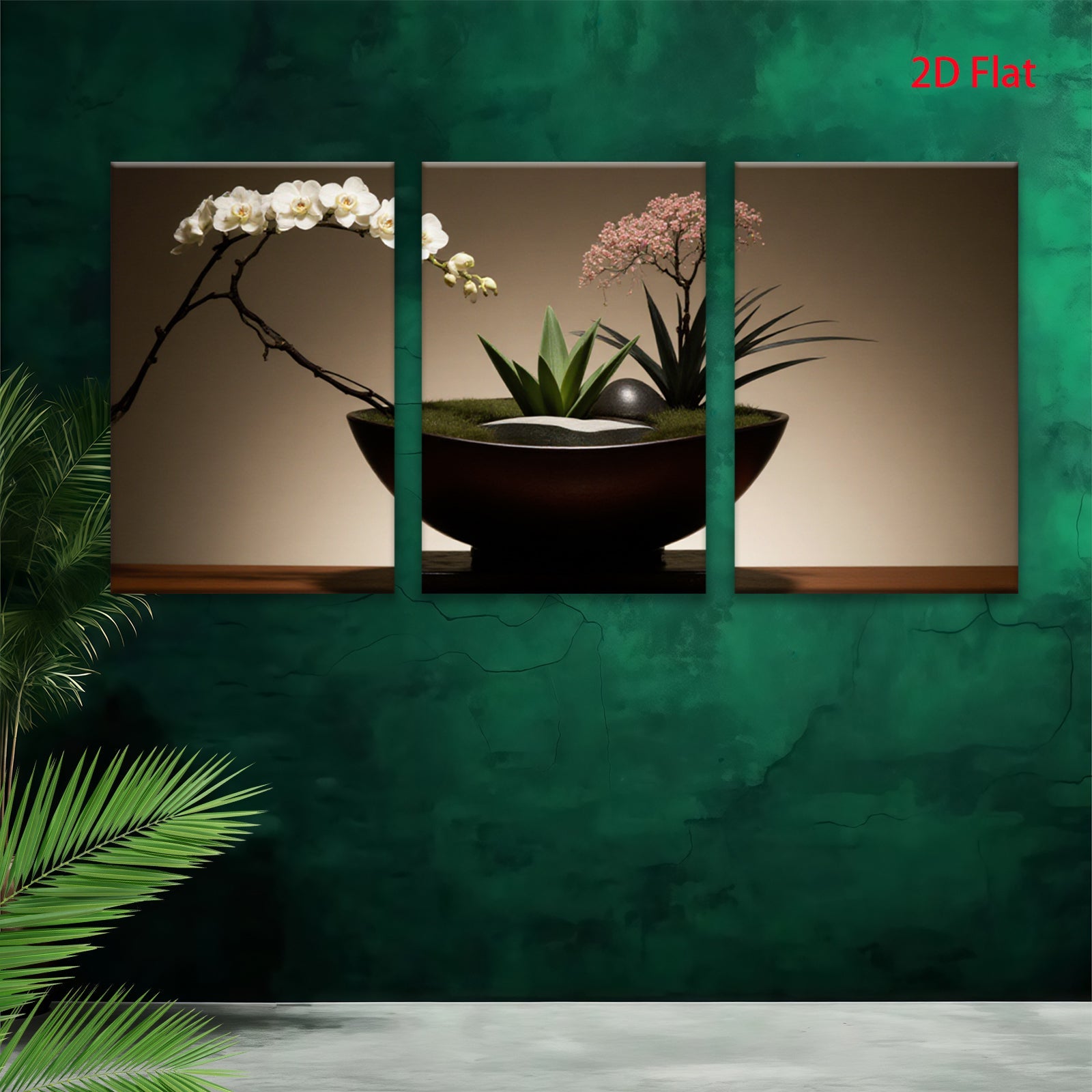 2D flat 1pc Zen Garden Floral Arrangement Living Room Bedroom Wall Decor Botanical Prints Modern Farmhouse Aesthetic Gallery Wrapped Canvas Prints