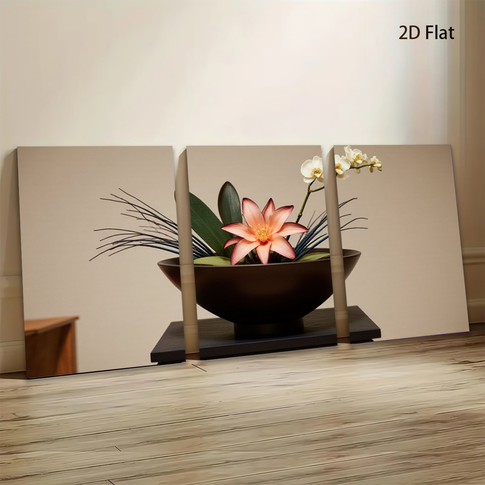2D flat 1pc Zen floral arrangement botanical beauty for living room bedroom home wall decor modern farmhouse style