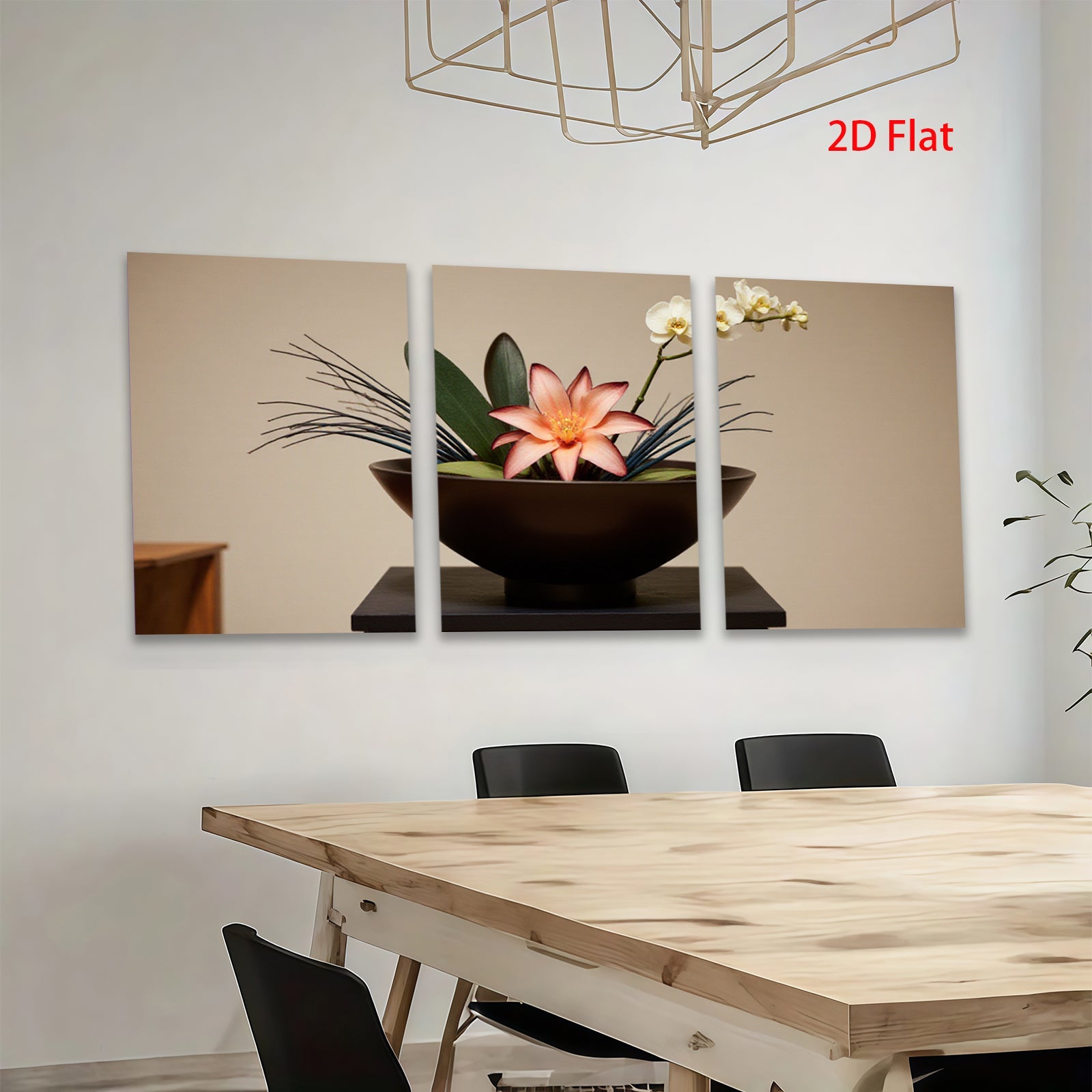 2D flat 1pc Zen floral arrangement botanical beauty for living room bedroom home wall decor modern farmhouse style