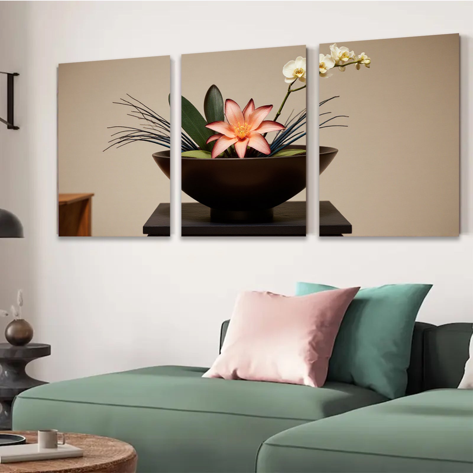 2D flat 1pc Zen floral arrangement botanical beauty for living room bedroom home wall decor modern farmhouse style