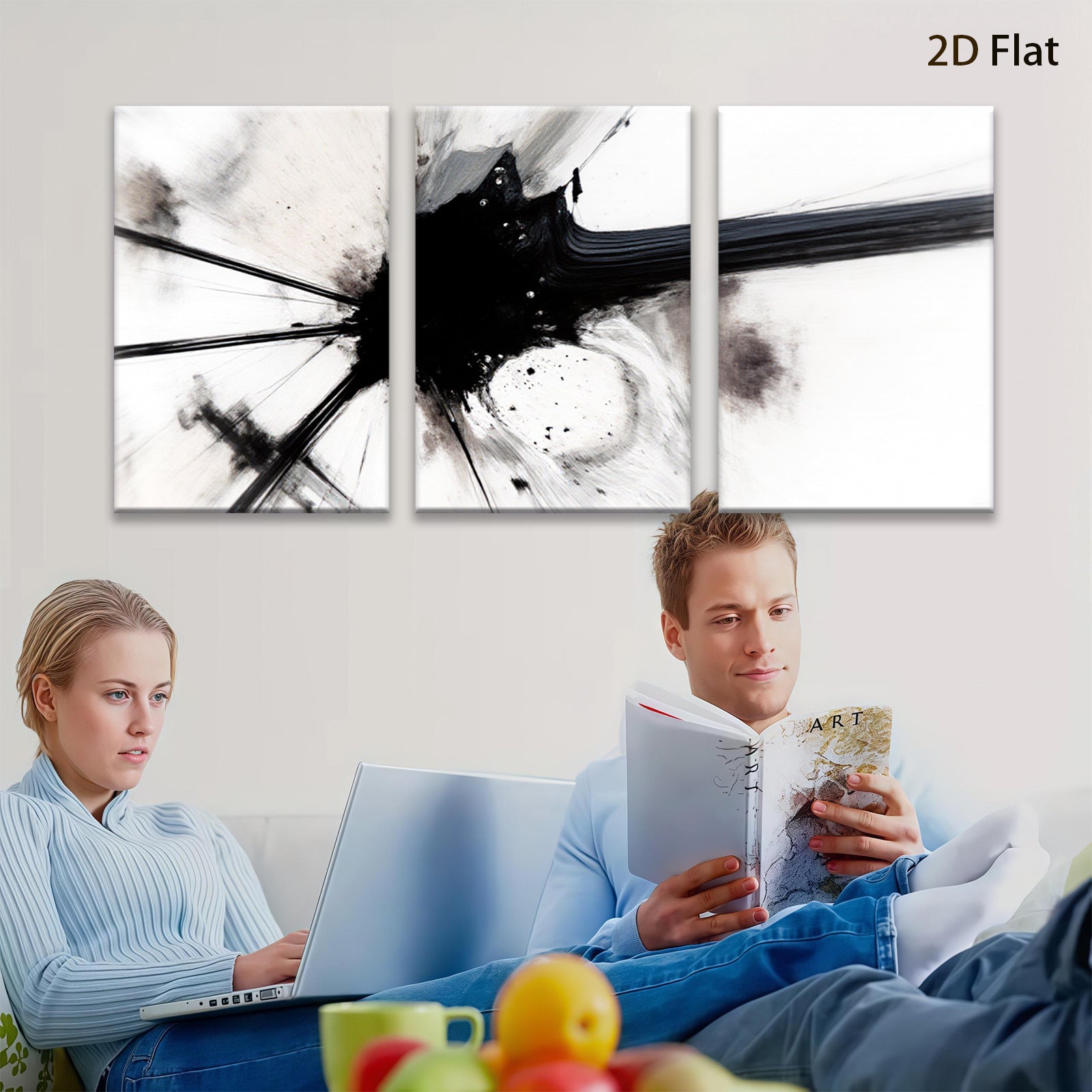 2D flat 1pc abstract black brushstroke modern wall art canvas prints for living room bedroom office decor farmhouse style gallery wrapped ready to hang