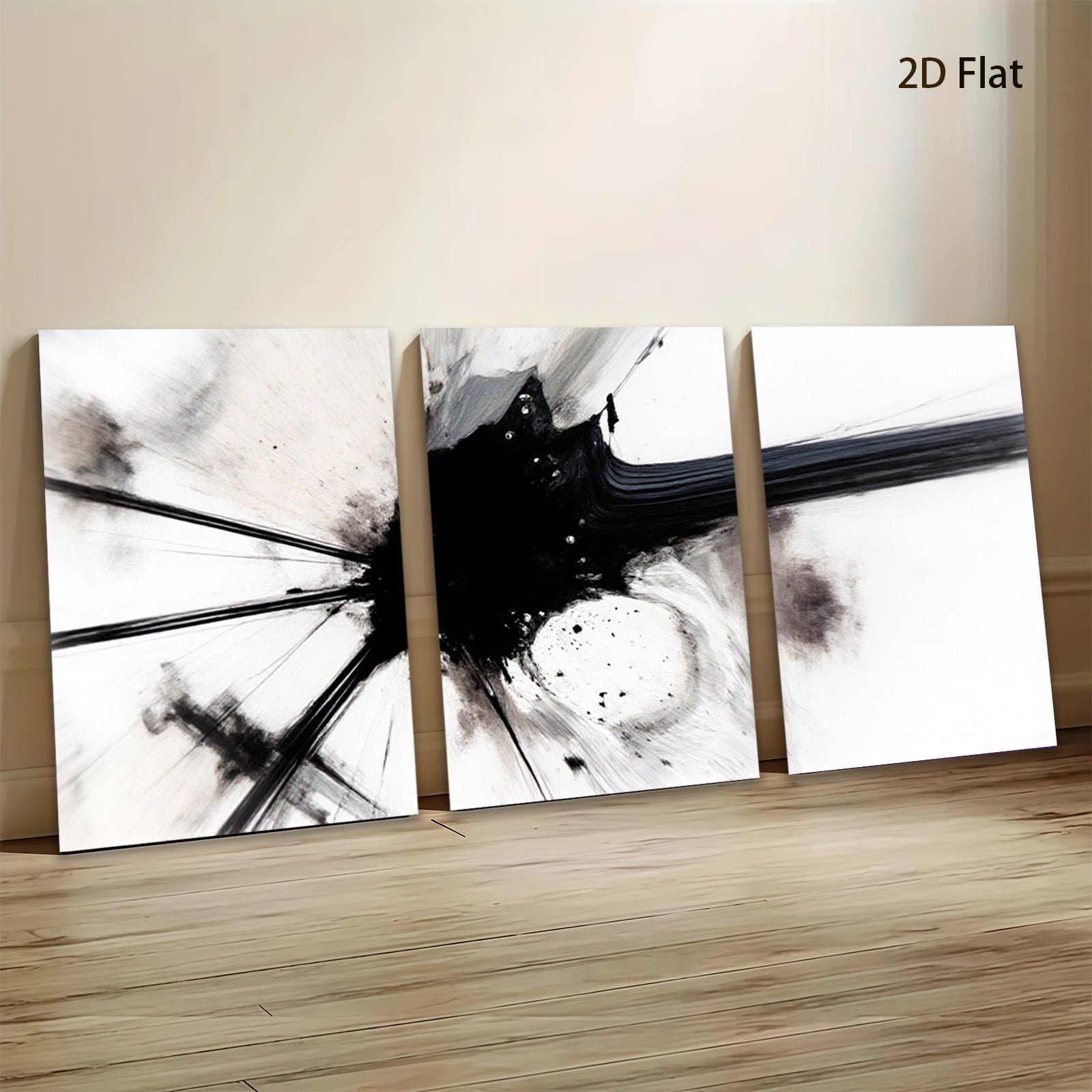 2D flat 1pc abstract black brushstroke modern wall art canvas prints for living room bedroom office decor farmhouse style gallery wrapped ready to hang