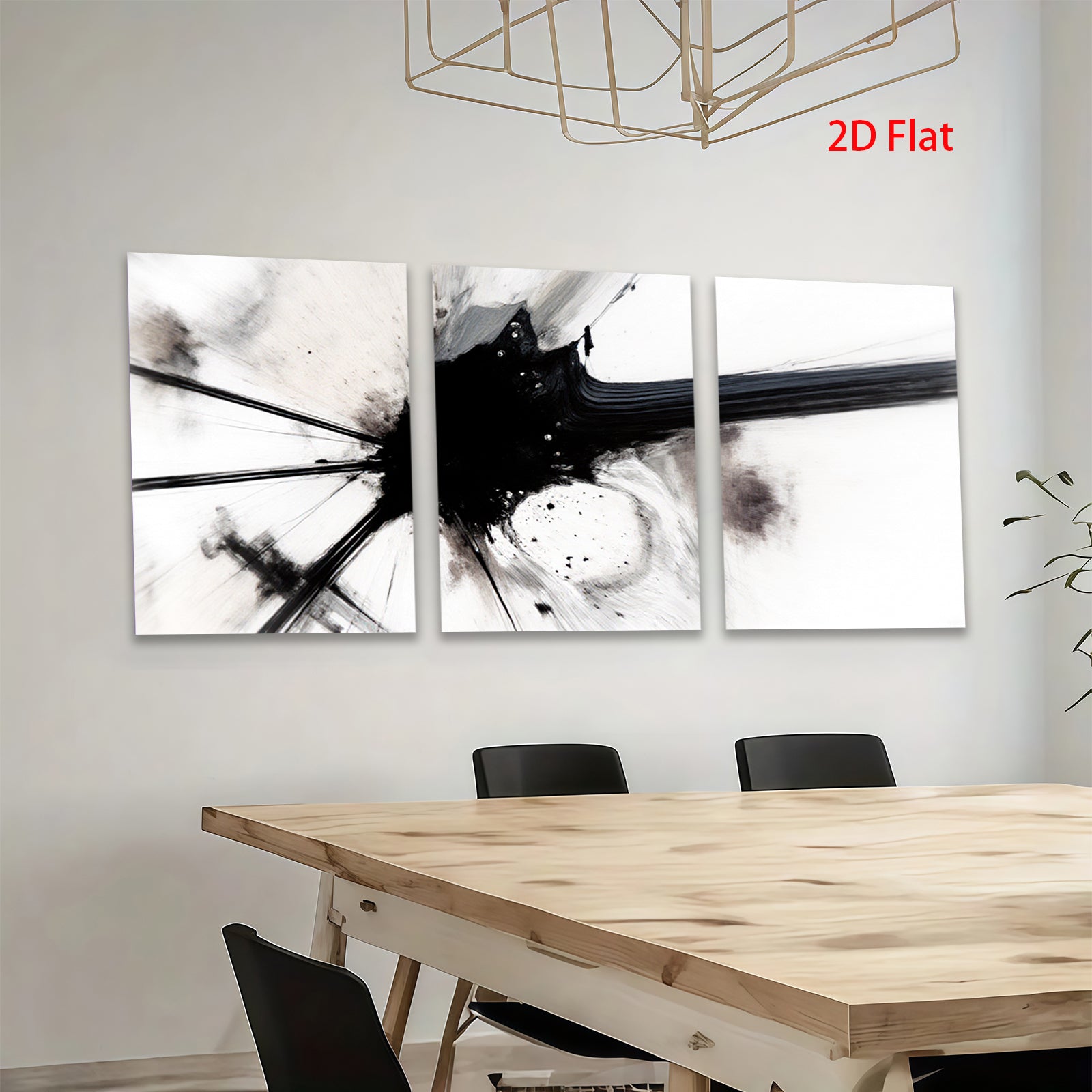 2D flat 1pc abstract black brushstroke modern wall art canvas prints for living room bedroom office decor farmhouse style gallery wrapped ready to hang