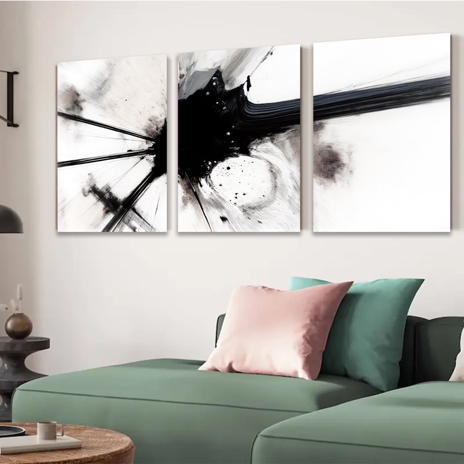 2D flat 1pc abstract black brushstroke modern wall art canvas prints for living room bedroom office decor farmhouse style gallery wrapped ready to hang