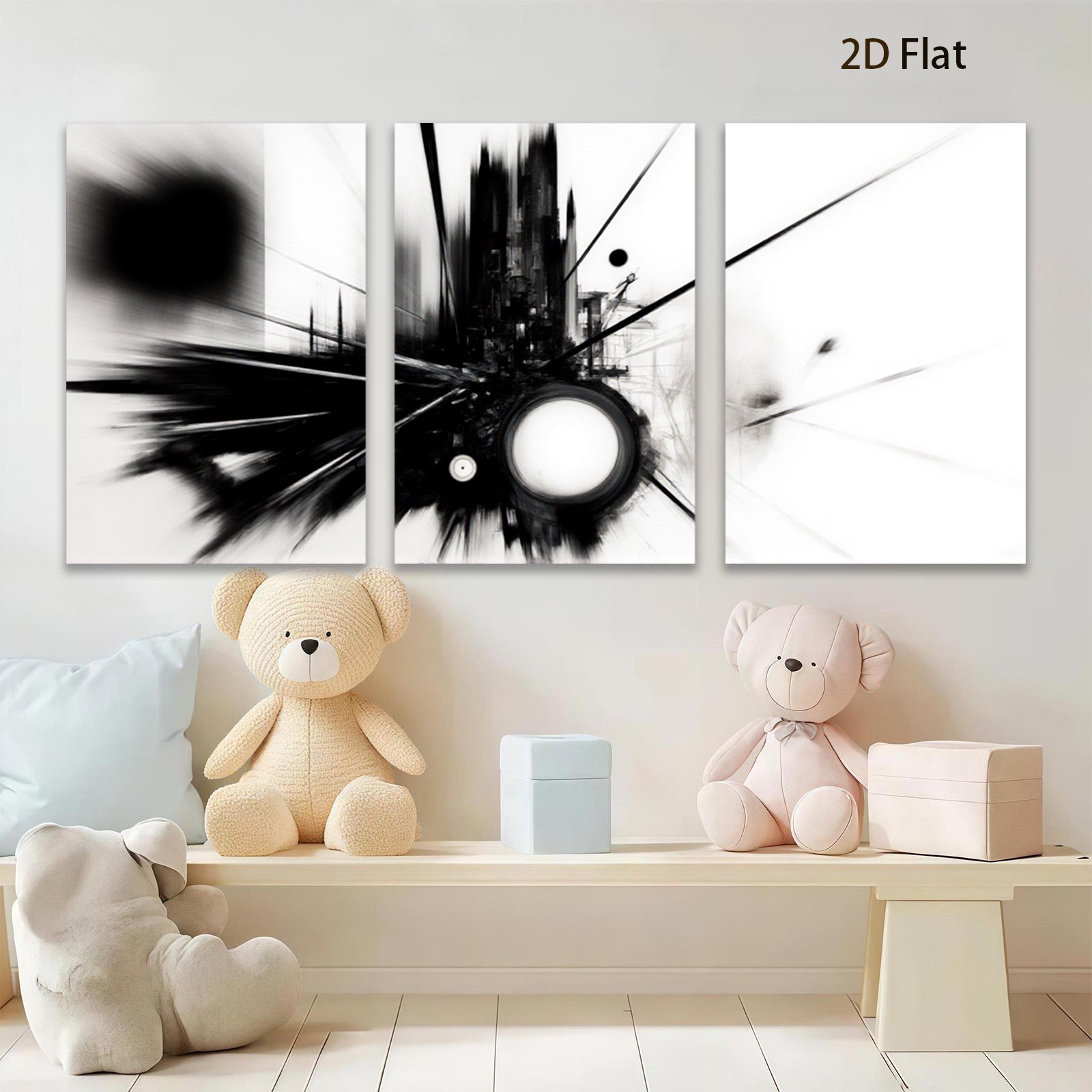 2D flat 1pc abstract black energy burst modern wall art for living room bedroom office decor farmhouse style gallery wrapped canvas prints