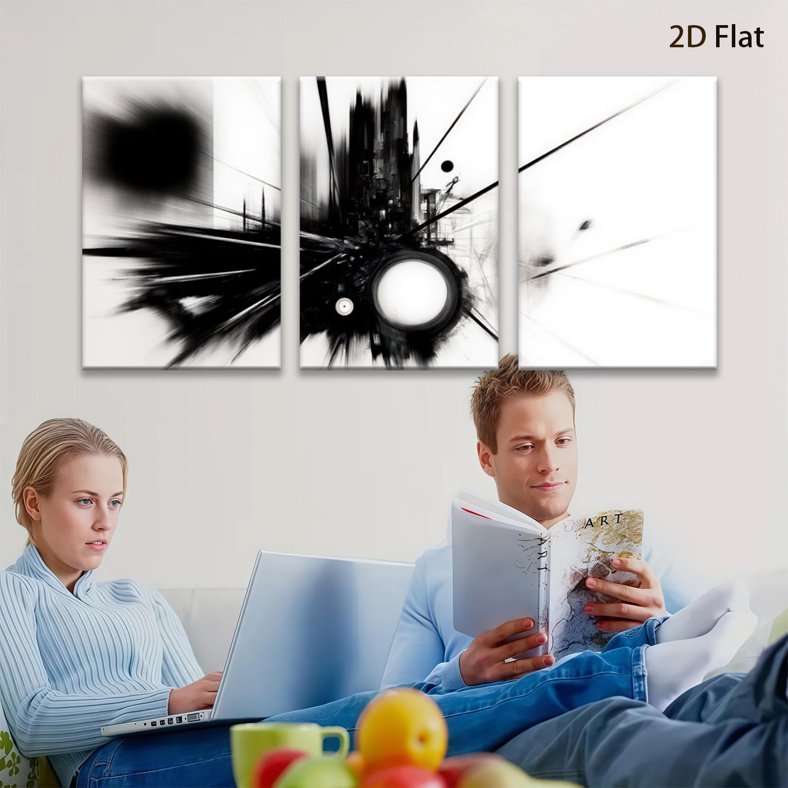 2D flat 1pc abstract black energy burst modern wall art for living room bedroom office decor farmhouse style gallery wrapped canvas prints